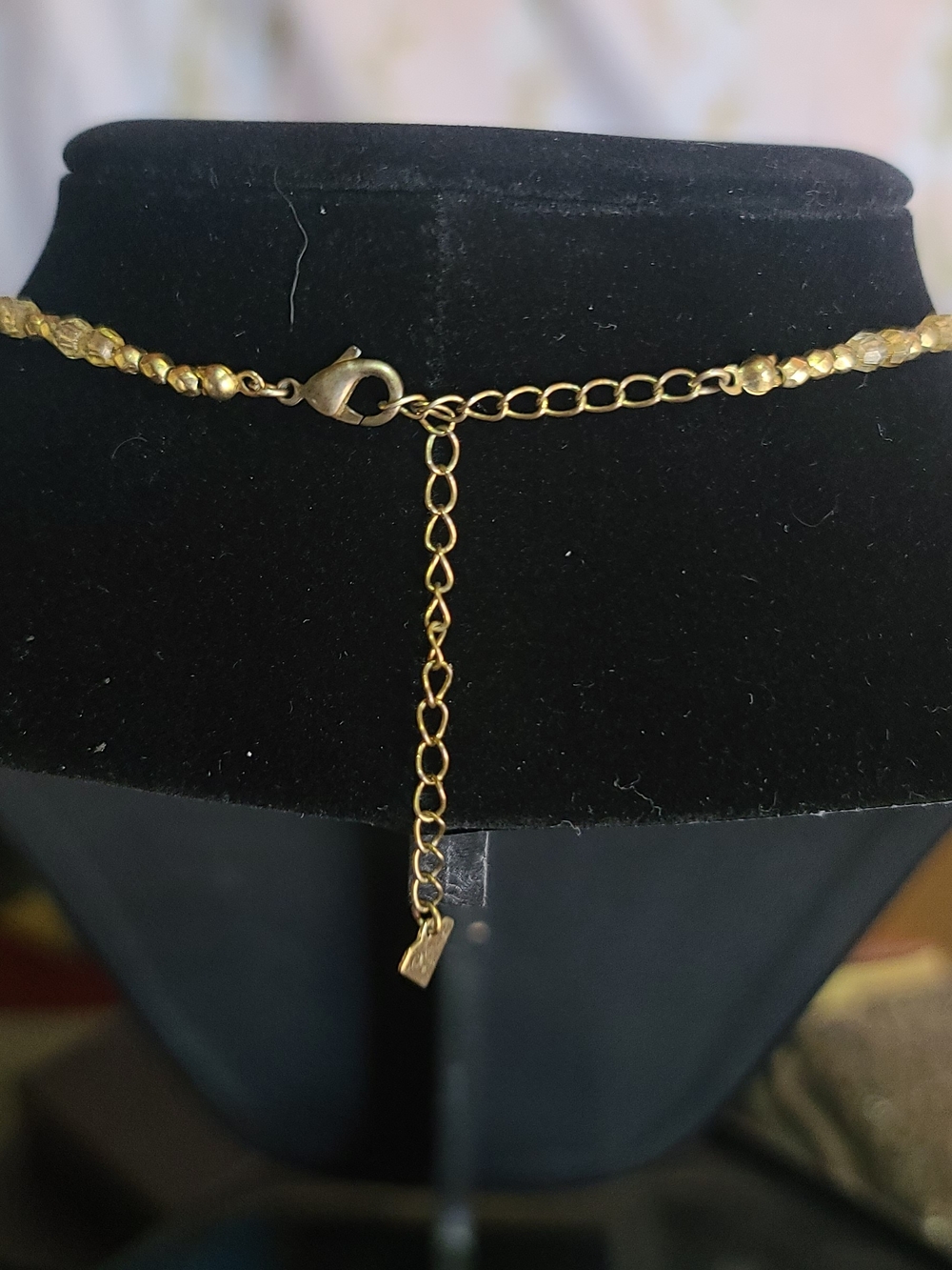 Cookie Lee Gold and Pink Glass Teardrop Necklace - Picture 2 of 2